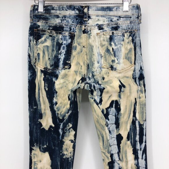 Rag + Bone Skinny Jeans Acid Wash  Rivera Blue, white, and yellow creme size 25 - Picture 10 of 16
